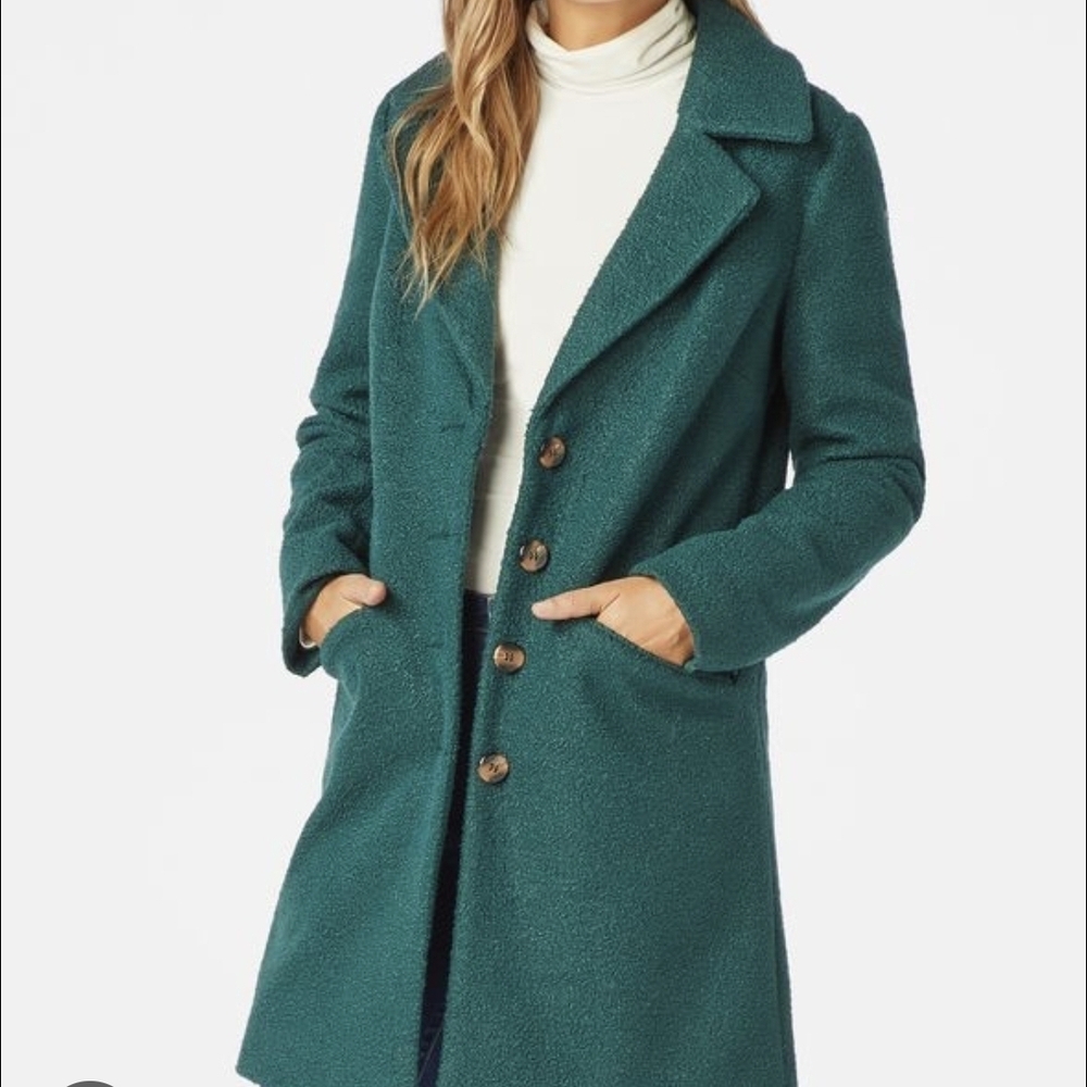 JustFab Deep Green,Boucle Coat